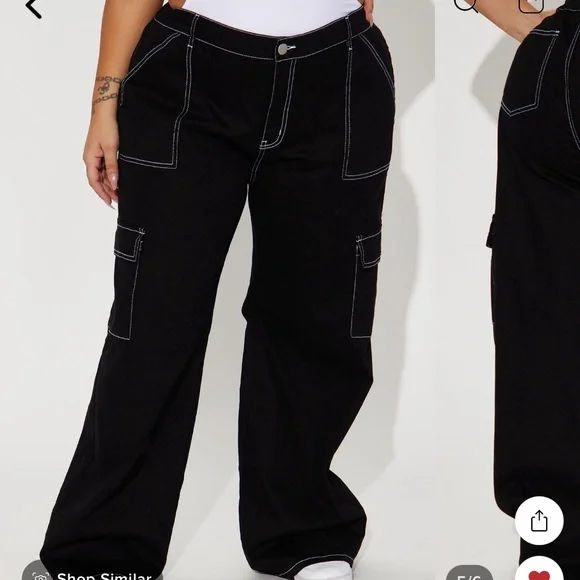 Black Fashion Nova Cargo pants.  Size 22. NWT - Picture 2 of 2